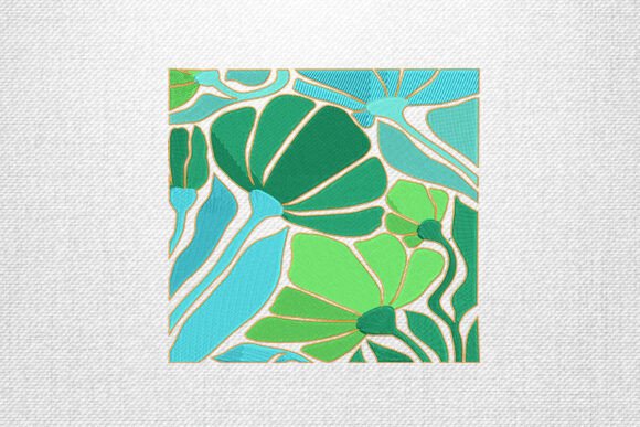 Green Blue Abstract Floral Embroidery Review